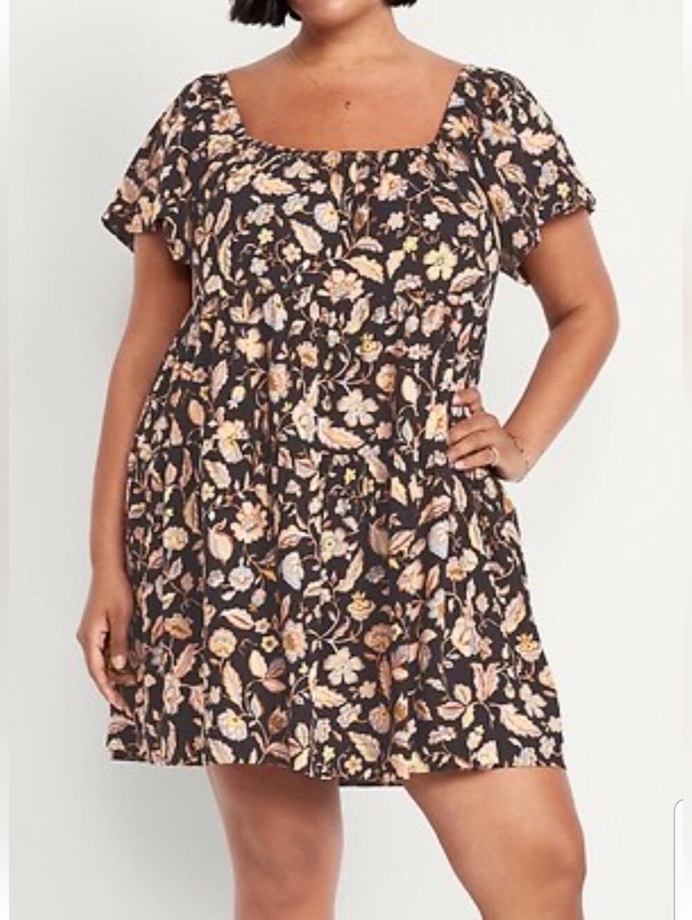 NWT Old Navy Black Floral Tiered Mini Swing Dress Size 2X